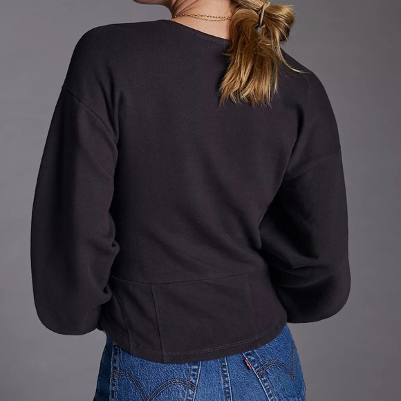 Anthropologie Maeve Puff Sleeve Sweatshirt Womens Size Large Gray - Picture 10 of 10